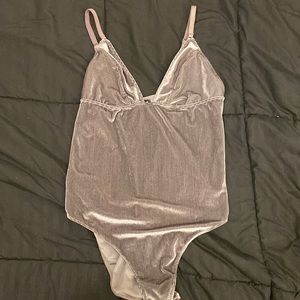 Urban outfitters metallic silver bodysuit